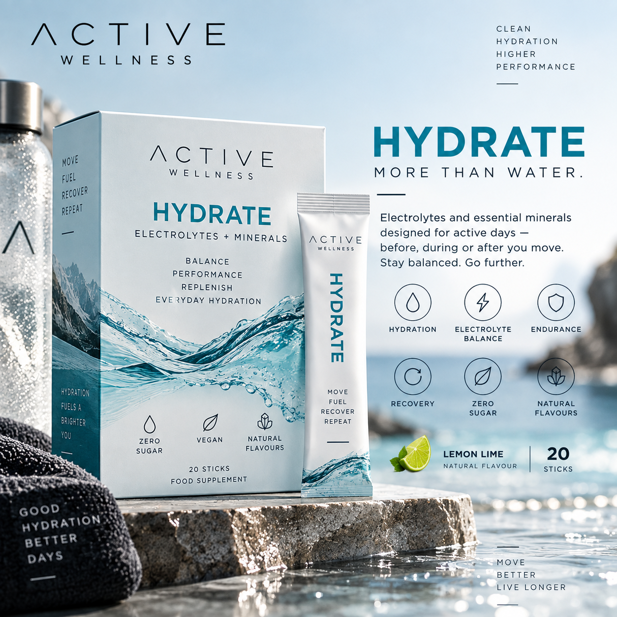 Hydrate product details and packaging